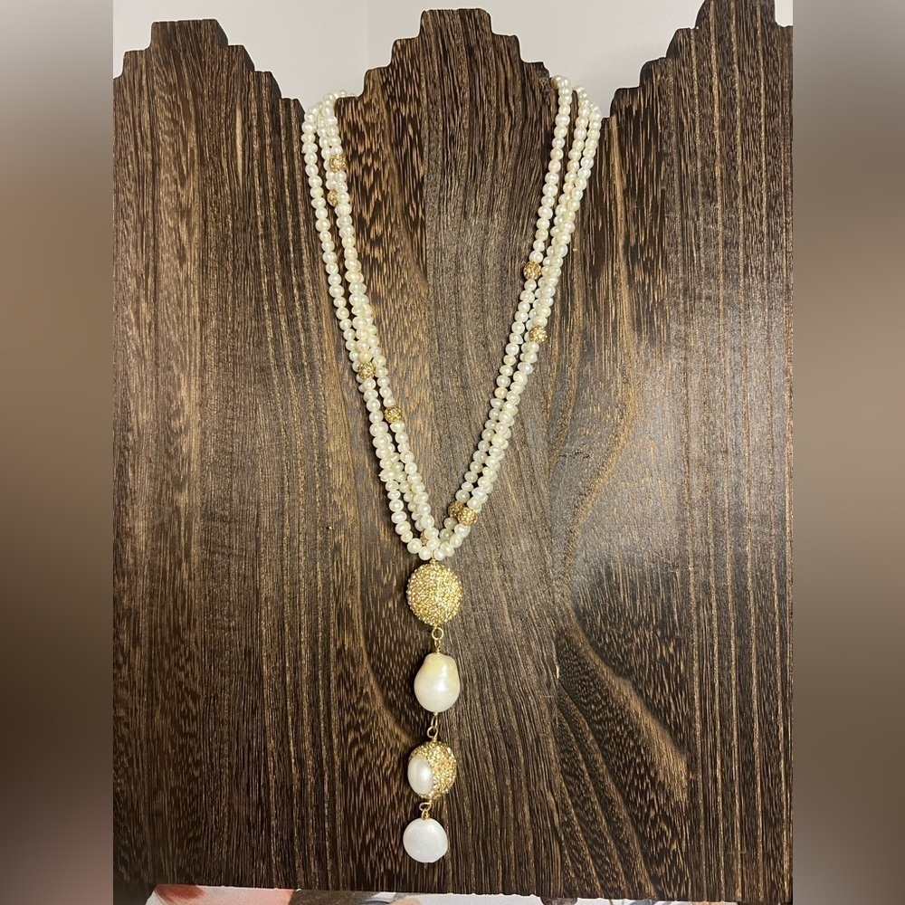 Cerese D Baroque Rhinestone & Freshwater Pearl Necklace D10